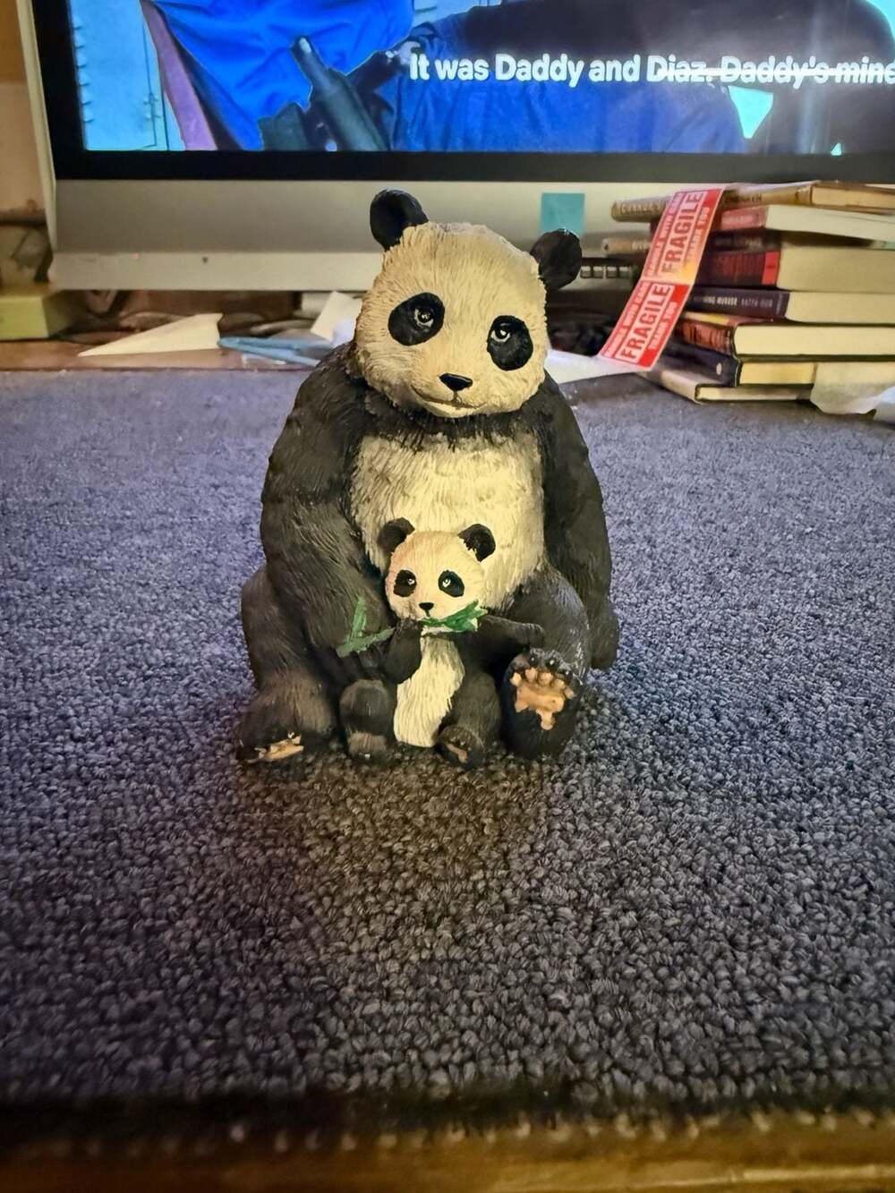 Silver Deer's Ark - Panda & Baby Panda Eating By Tom Rubel 5” Tall - 1991 Rare